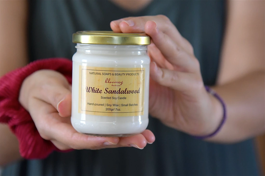 Bloomey Handmade | Home Fragrance Collection- White Sandalwood Soy Candle