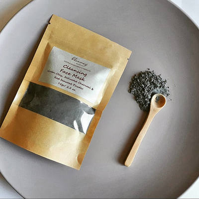 Cleansing Face Mask with green clay, activated charcoal & red seaweed powder